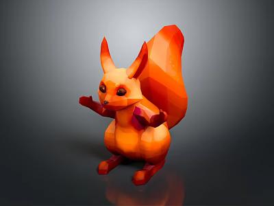 Orange Squirrel Character In Low Poly 3D Model With Standing Pose And Fluffy Tail 3d model