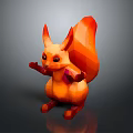 Orange Squirrel Character In Low Poly 3D Model With Standing Pose And Fluffy Tail 3d model