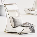 Transparent Acrylic Lounge Chair With White Cushion And Gray Throw Blanket