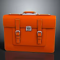 Orange Leather Briefcase With Buckle Closure And Handle For Daily Use