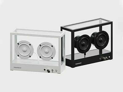 High Quality Modern Dual Speakers with Transparent Case White and Black Design 3d model