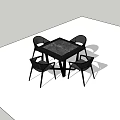 Modern Minimalist Dining Table Set With Marble Tabletop And Four Black Chairs 3d model