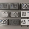 Modern Air Conditioner Fans With Multiple Grille Designs And Color Options Displayed