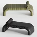 Modern Ribbed Design Sofa Bench With Green And Black Color And Metal Hook Detail