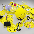 Smiley Face Themed Playground With Interactive Elements People Playing And Yellow Decorations