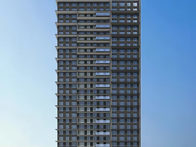 Modern High Rise Residential Building With Regular Window Layout And Exterior Design 3d model