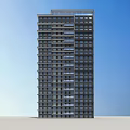 Modern High Rise Residential Building With Regular Window Layout And Exterior Design