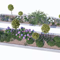 Tree Planter Landscaping with Diverse Trees Shrubs Colorful Flowers and Mulch