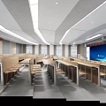 Modern School Classroom With Rows Of Desks And Digital Screen 3d model