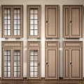 Wooden Swing Doors Featuring Various Glass Panel And Solid Design Options 3d model
