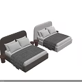 Minimalist Double Bed With White Pillows Mattress And Cozy Plaid Blanket