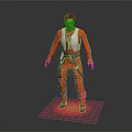 Game Movie Character In Red Jumpsuit White Vest With Glowing Red Base Standing Pose