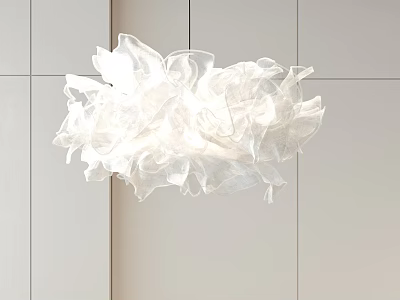 Elegant White Petal Shaped Chandelier in Modern Minimalist Interior with Light Background 3d model