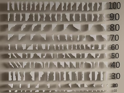 Corner Strips Various Sizes Samples Numbered 100 To 20 Arranged For 3d model