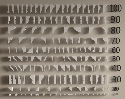 Corner Strips Various Sizes Samples Numbered 100 To 20 Arranged For 3d model