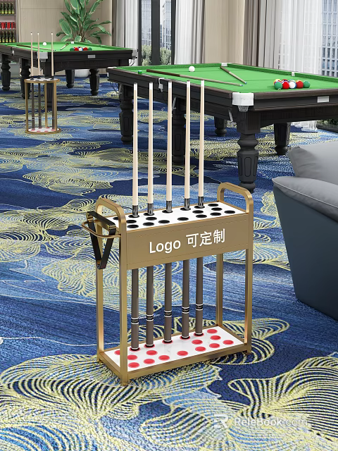 Billiard Cue Rack Sports Equipment with Custom Logo for Premium Game Room Setup 3d model 