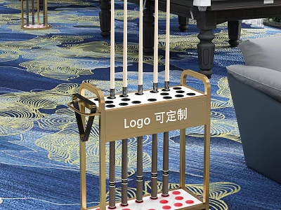 Billiard Cue Rack Sports Equipment with Custom Logo for Premium Game Room Setup 3d model