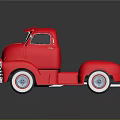 Red Vintage Utility Truck With Classic Design Chrome Accents And White Wall Tires