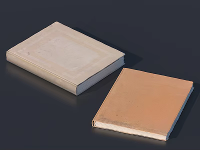 Two Light Colored and Brown Notebooks Lying Together on Dark Background 3d model