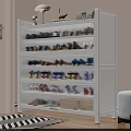 Stylish White Multi Layer Shoe Cabinet With Louver Doors For Large Capacity Home Shoe Storage