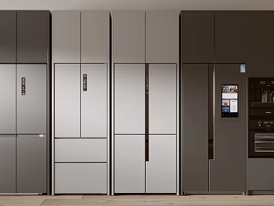 Modern Kitchen Interior With Built in Refrigerators And Freezers Sleek Design Cabinet Integration 3d model