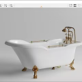 Elegant White Bathtub With Gold Faucet And Decorative Feet Classic Design For Bathroom Interior