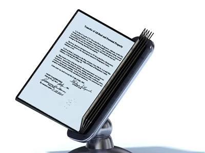 Practical Metal Stand Supporting Open Book With Text Pages And Signatures 3d model