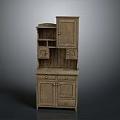Rustic Wooden Storage Cabinet With Multiple Drawers Shelves And Cabinet Doors