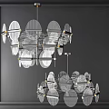 Modern Contemporary Chandelier With Circular Glass Panels And Metal Frame For Interior Lighting