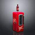 Red Mini Refrigerator With Coca-Cola Bottle And Sprite Stickers Vintage Design