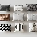 Stylish Decorative Throw Pillows with Various Patterns Textures and Neutral Tones 3d model