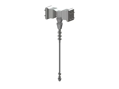 Double Headed Metal Weapon With Long Handle And Sturdy Construction Design 3d model