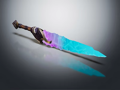Fantasy Glowing Sword With Blue Purple Crystal Blade And Decorative Hilt 3d model
