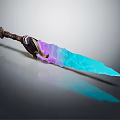 Fantasy Glowing Sword With Blue Purple Crystal Blade And Decorative Hilt
