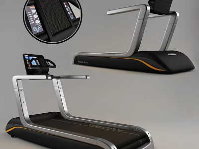 Modern Treadmill With Digital Display And Metal Frame For Fitness Training 3d model