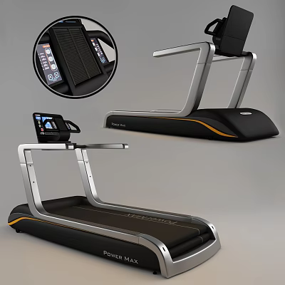 Modern Treadmill With Digital Display And Metal Frame For Fitness Training 3d model