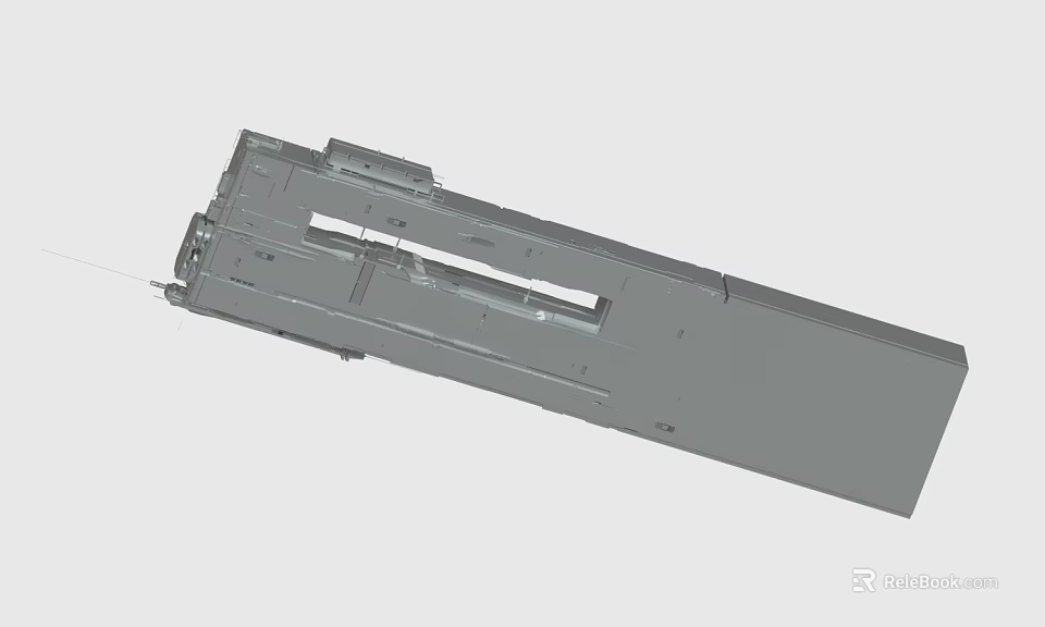 Detailed Gray Elongated Mechanical Part With Multiple Holes And Industrial Structure 3d model 