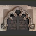 Natural Scenery Featuring Ancient Reddish Brown Stone Arch With Intricate Carved Ornaments