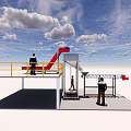Inclined modular conveyor hopper and screw conveyor 3d model