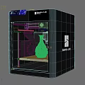 Modern Desktop 3D Printer Printing Red Vase In Enclosed Chamber 3d model