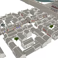 Traditional Chinese Commercial Street With Arranged Buildings And Shops Layout
