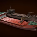 Ship Models Red And Dark Cargo Vessels With Open Holds And Detailed Features