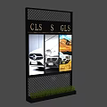Modern Background Wall with CLS S GLS Car Displays and Grass Decoration