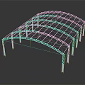 Industrial Steel Frame Structure With Curved Roof Design And Support Columns