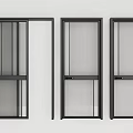 Three Modern Black Frame Glass Swing Doors For Home Interior Design 3d model