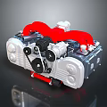 Mechanical Power Unit Featuring Red Components Gray Body And Gear Pulley System