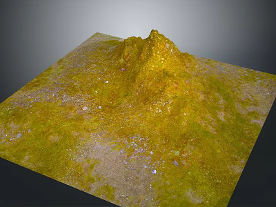 Yellow Green Terrain Model With Small Hill And Textured Surface 3d model