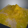 Yellow Green Terrain Model With Small Hill And Textured Surface