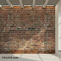 Vintage Exposed Red Brick Wall Interior With Recessed Ceiling Lights And Rustic Texture 3d model