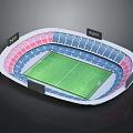 Modern Football Stadium Model Featuring Green Pitch Red Blue Seats And N12 Billboards